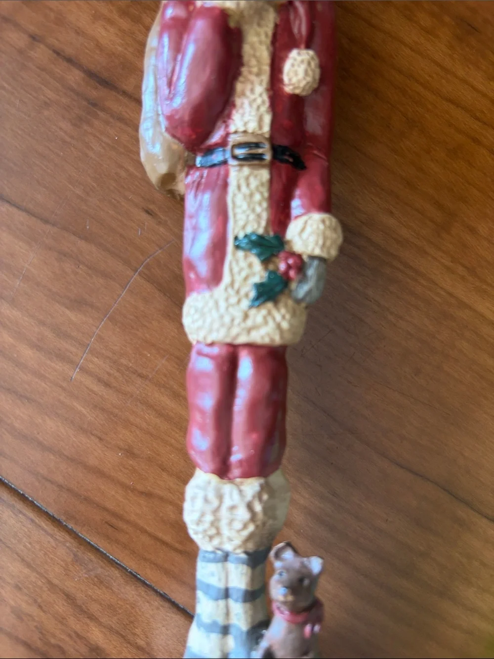 Kandy folk art Santa kitty cat figurine signed 1992